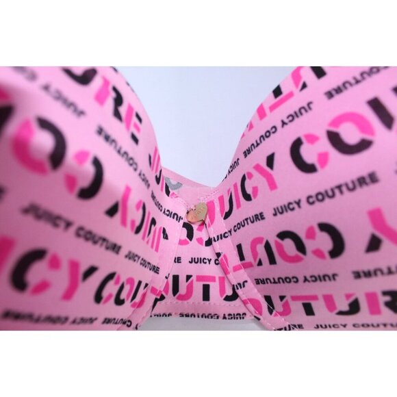 Juicy Couture Bra 42D Pink Black Log Up Lightly Padded Wired Medallion Logo NWT - Picture 6 of 15